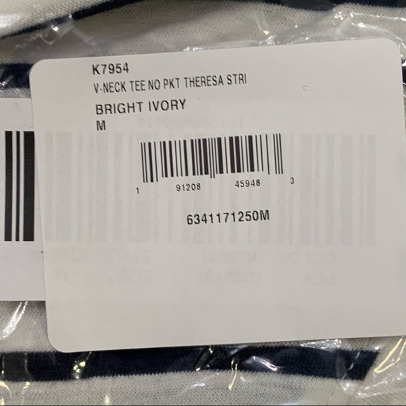 MADEWELL - Theresa Striped V-Neck T-Shirt - Bright Ivory & Dark Blue Str… - Picture 9 of 9